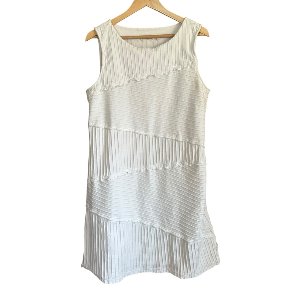 Soft Surroundings Cotton Textures Sleeveless Shift Dress White S L